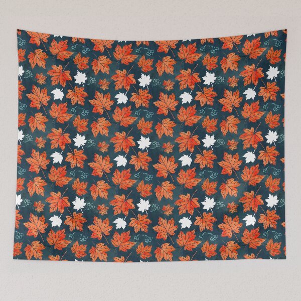 Item preview, Autumn leaves against dark blue designed and sold by adenaJ.