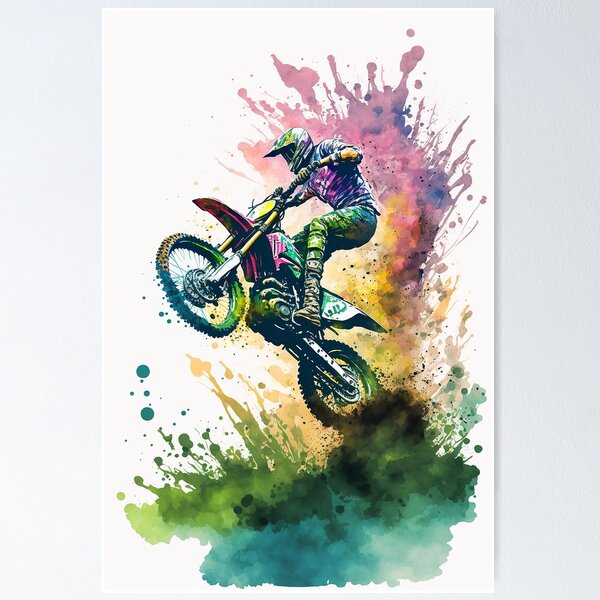 Item preview, Motocross Watercolor Painting designed and sold by TortillaChief.