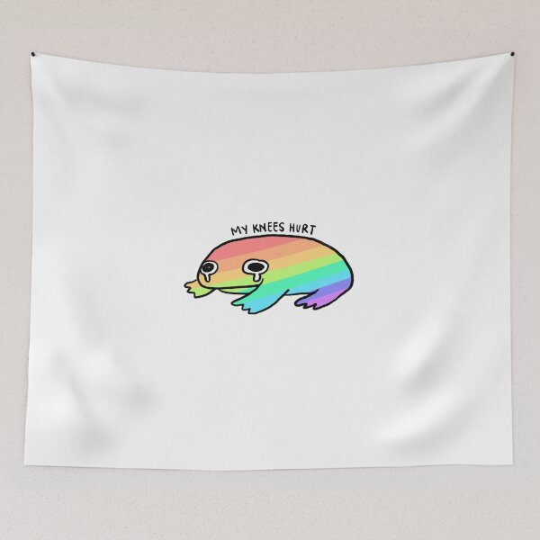 Item preview, My Knees Hurts | Crying Rainbow Frog, Pride Frog Sticker designed and sold by iristocat.