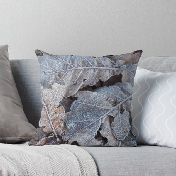 The Frosty leaves of Croft Lane Throw Pillow