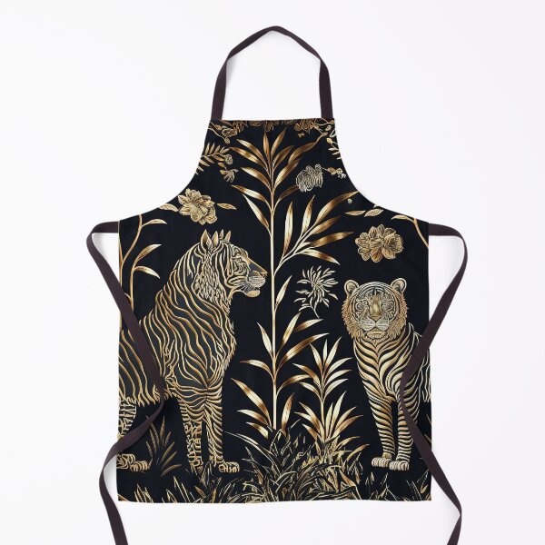 Item preview, Lujoso patrón de diseño de tigre bordado en oro sobre fondo negro designed and sold by justinasv775.
