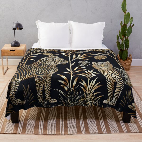 Item preview, Luxurious Gold Embroidered Tiger Design pattern on Black Background designed and sold by justinasv775.