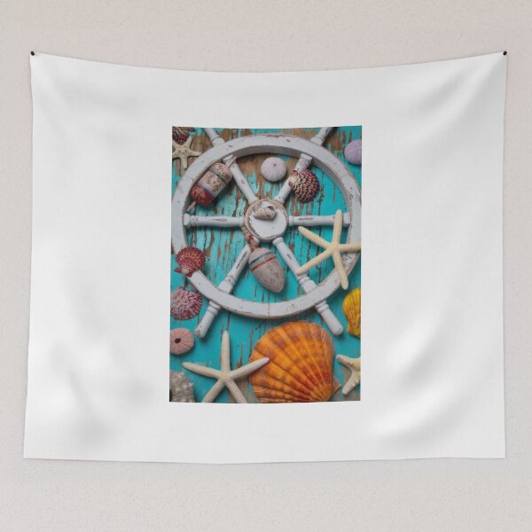 Item preview, White Ships Wheel And Seashells designed and sold by Garry Gay.