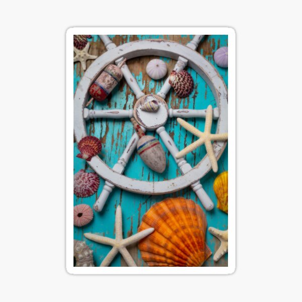 Item preview, White Ships Wheel And Seashells designed and sold by Garry Gay.