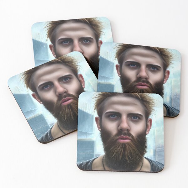 Item preview, Cyberpunk Image of Bearded Runner designed and sold by LthrDaddyBear.