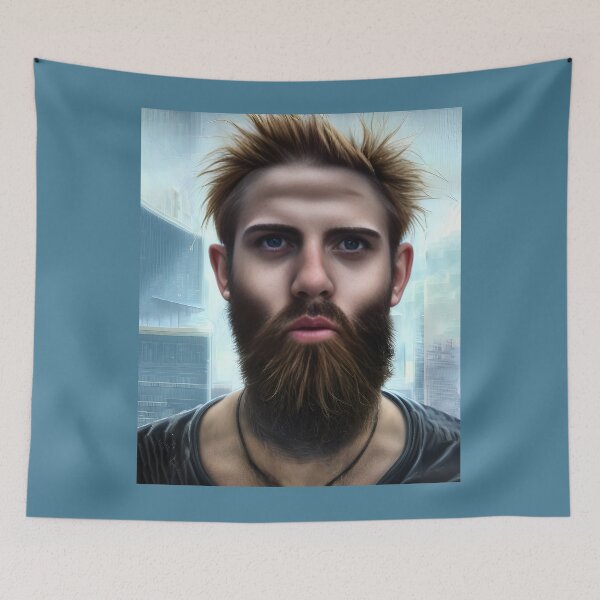 Item preview, Cyberpunk Image of Bearded Runner designed and sold by LthrDaddyBear.