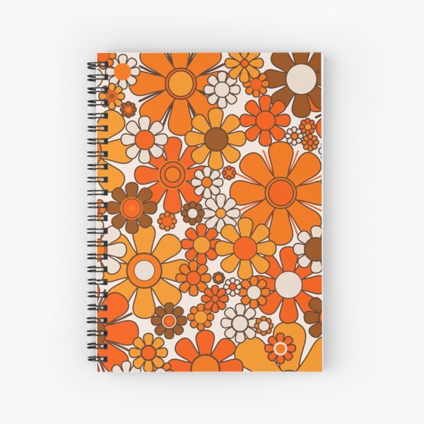 Item preview, Retro Garden Flowers Groovy Floral Cheerful 60s 70s Pattern in 1970s Orange Brown and Cream Beige designed and sold by kierkegaard.