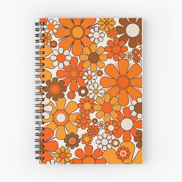 Item preview, Retro Garden Flowers Groovy Floral Cheerful 60s 70s Pattern in 1970s Orange Brown and Cream Beige designed and sold by kierkegaard.