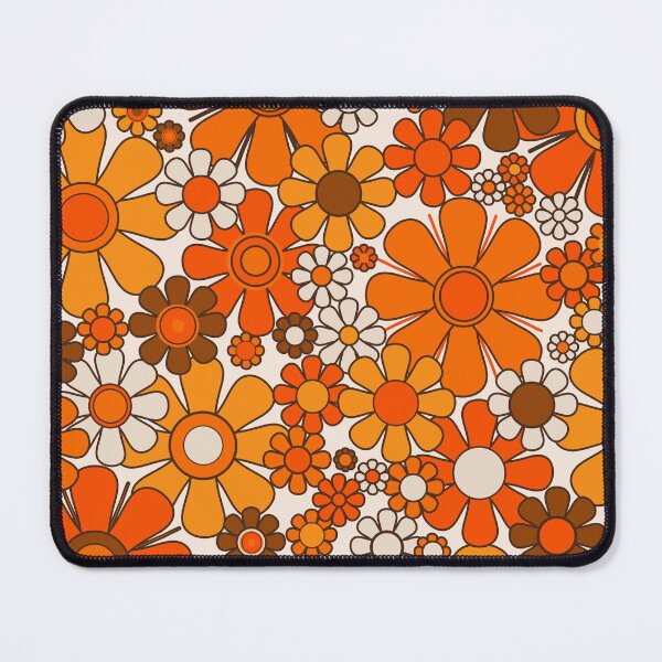 Item preview, Retro Garden Flowers Groovy Floral Cheerful 60s 70s Pattern in 1970s Orange Brown and Cream Beige designed and sold by kierkegaard.