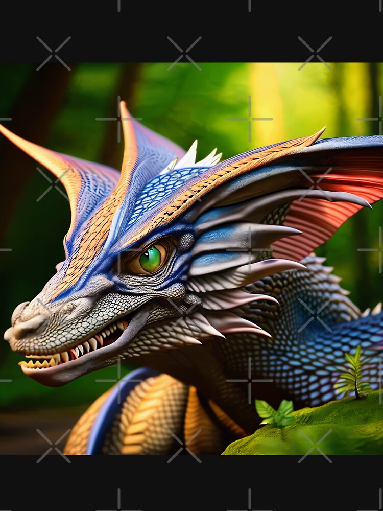 Thumbnail 7 of 7, Classic T-Shirt, Scaled White Colorful Dragon in the Jungle designed and sold by dragynrain.