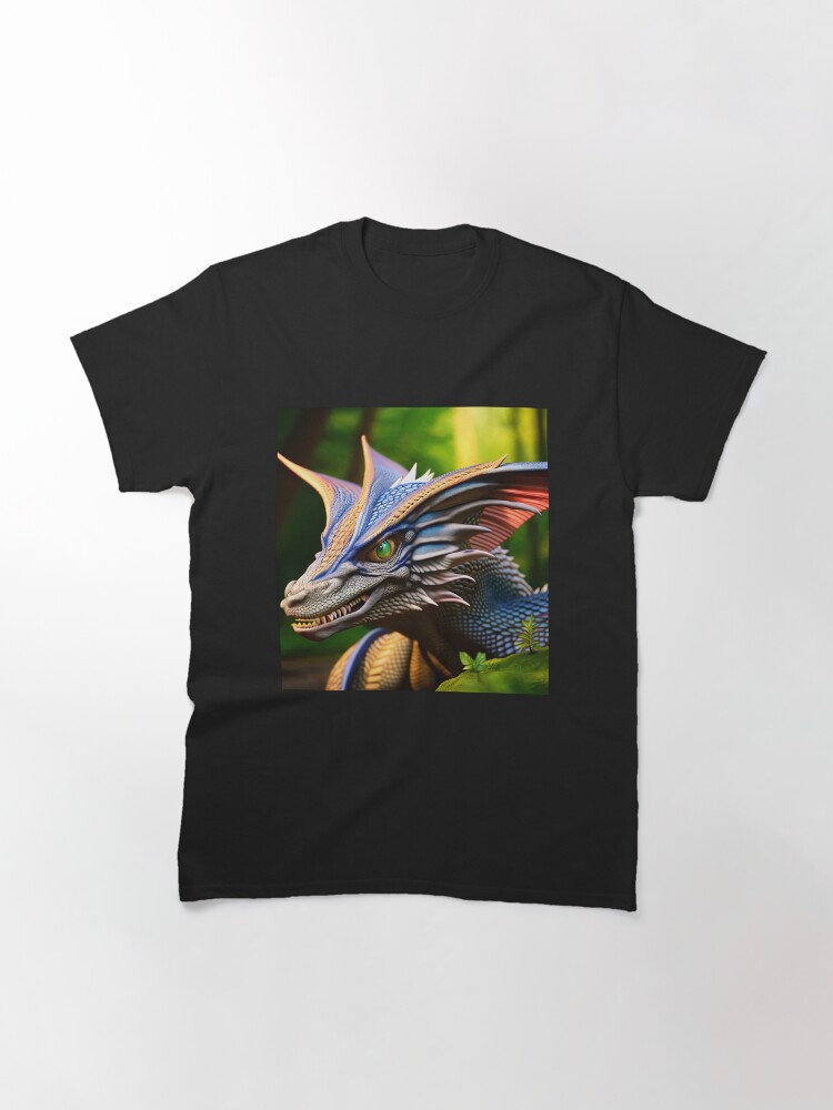 Thumbnail 3 of 7, Classic T-Shirt, Scaled White Colorful Dragon in the Jungle designed and sold by dragynrain.