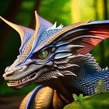 Artwork thumbnail, Scaled White Colorful Dragon in the Jungle by dragynrain