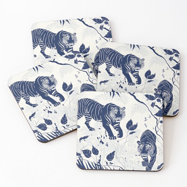 Item preview, Blue tiger pattern on a white background. Designer texture print designed and sold by justinasv775.