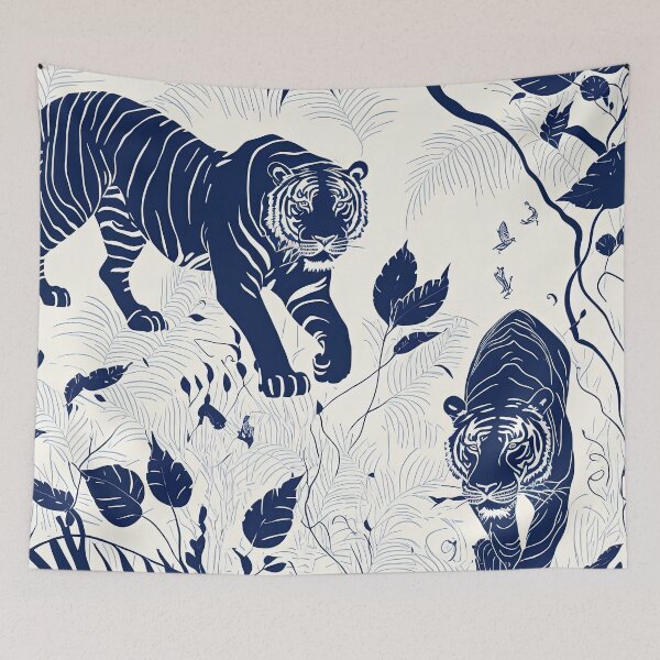 Item preview, Blue tiger pattern on a white background. Designer texture print designed and sold by justinasv775.