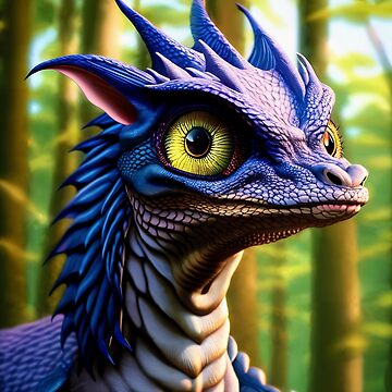 Artwork thumbnail, Smirking Blue Scaled Jungle Dragon with Big Eyes by dragynrain