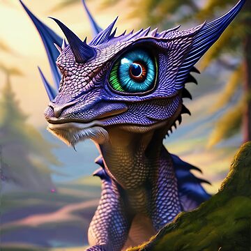 Artwork thumbnail, Purple Scaled Jungle Dragon with Big Blue Eyes by dragynrain