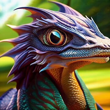 Artwork thumbnail, Purple, Green and Yellow Scaled Jungle Dragon with Big Eyes by dragynrain
