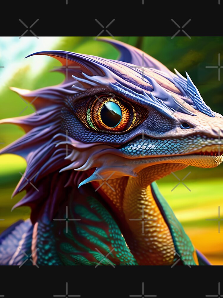 Thumbnail 7 of 7, Classic T-Shirt, Purple, Green and Yellow Scaled Jungle Dragon with Big Eyes designed and sold by dragynrain.