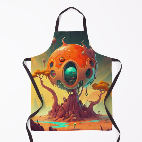 Artikelvorschau, Flat Cartoon Alien House and UFO on Alien Planet Digital Painting entworfen und verkauft von CodeAndColors.