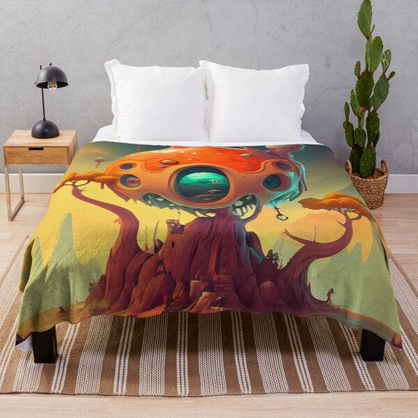 Item preview, Flat Cartoon Alien House and UFO on Alien Planet Digital Painting designed and sold by CodeAndColors.