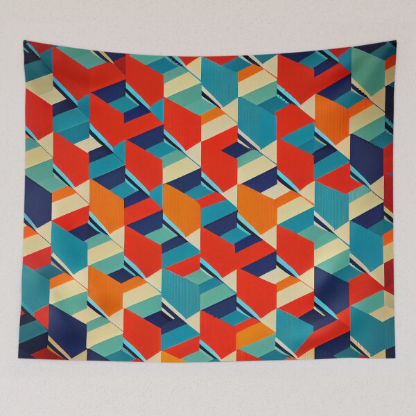 Item preview, Vintage Geometric Colorful Pattern Digital Painting designed and sold by CodeAndColors.