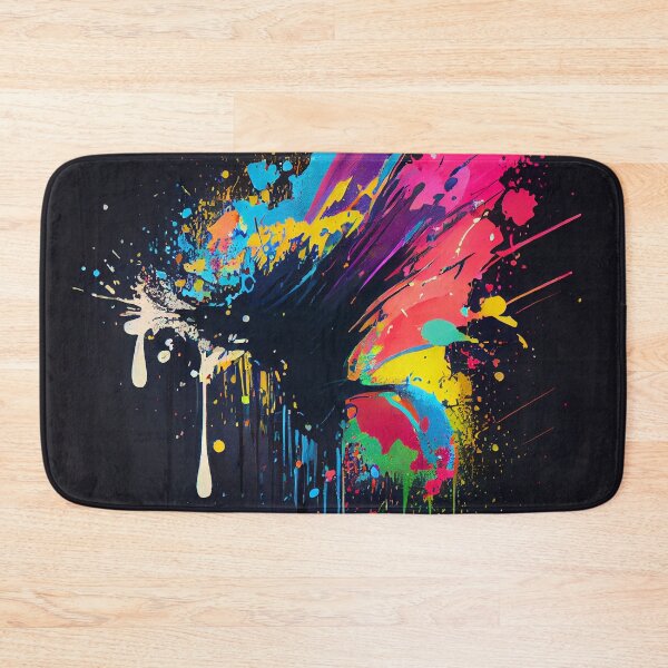 Item preview, Bright Colorful Splatter Art on Black Digital Painting designed and sold by CodeAndColors.