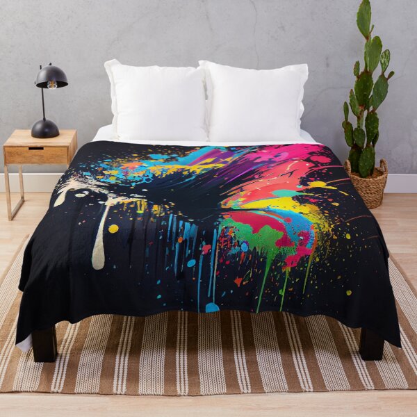 Item preview, Bright Colorful Splatter Art on Black Digital Painting designed and sold by CodeAndColors.