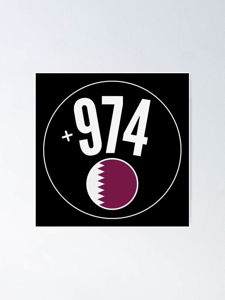 QATAR country code +974 phone logo badge&quot; Poster for Sale by 