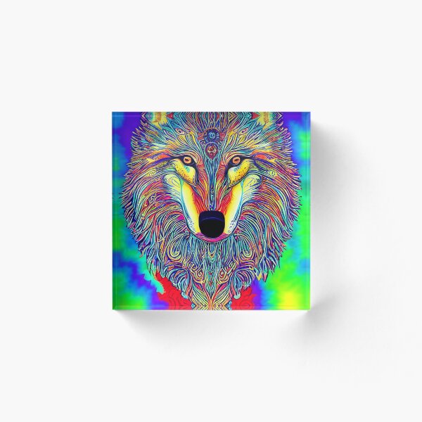 Aperçu de l'œuvre Loup gris psychédélique créée et vendue par FantasyAIArt.
