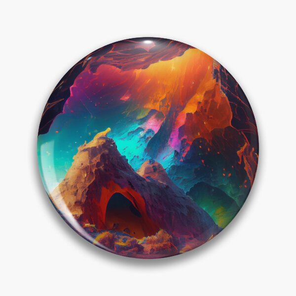 Artikelvorschau, Beautiful Flat Colorful View Outside Alien Cave Digital Painting entworfen und verkauft von CodeAndColors.
