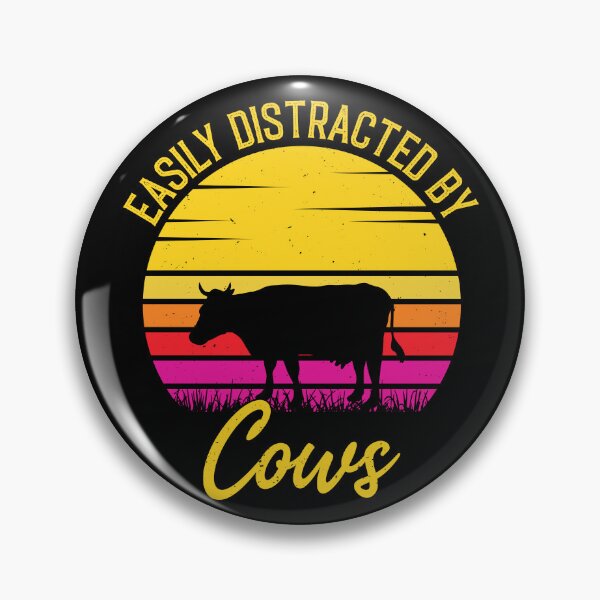 Item preview, Easily Distracted by Cows - Retro Vintage Funny Cow Lovers Gift designed and sold by Creative Angel.