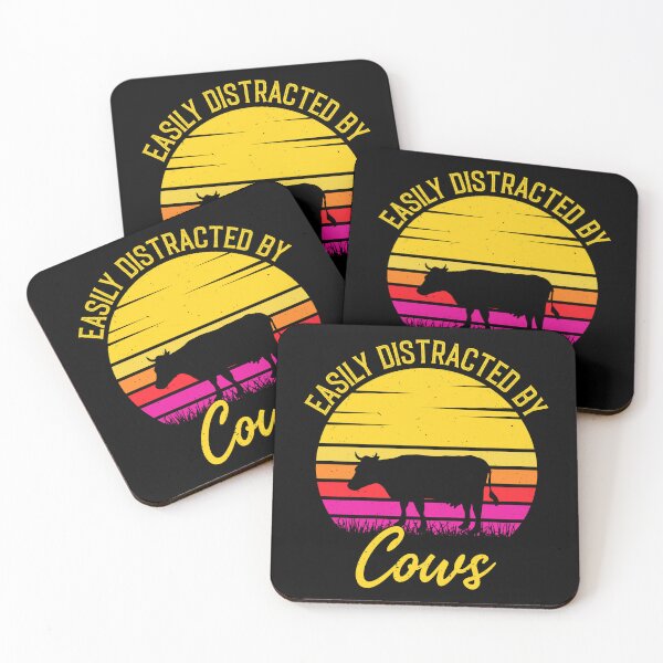 Item preview, Easily Distracted by Cows - Retro Vintage Funny Cow Lovers Gift designed and sold by Creative Angel.