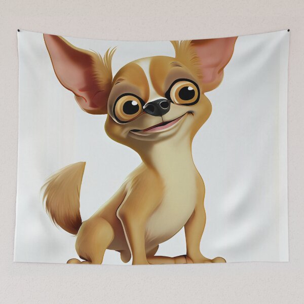 Item preview, Funny Flat Happy Cartoon Chihuahua Digital Painting designed and sold by CodeAndColors.