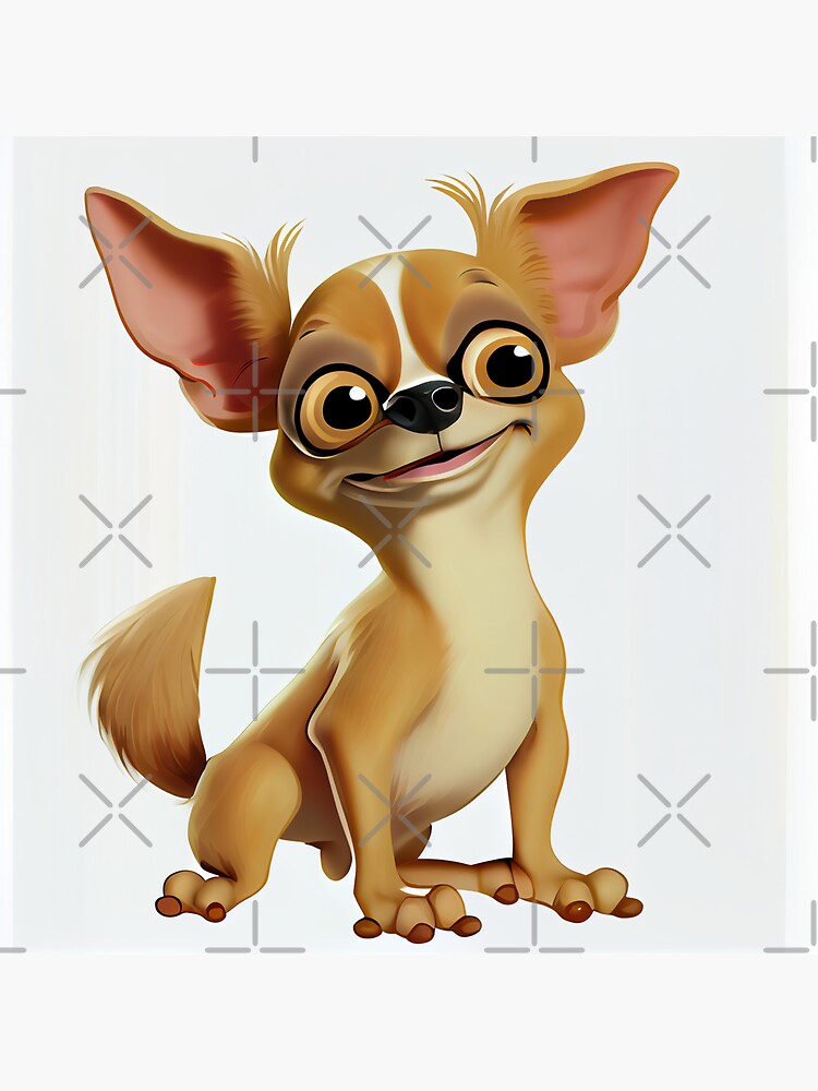 Funny Flat Happy Cartoon Chihuahua Digital Painting