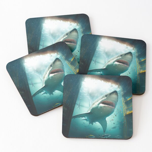 Item preview, white shark sunken ship  designed and sold by Arthoughts.