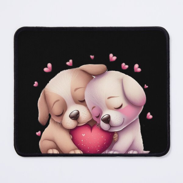 Artikelvorschau, Süße Welpen umarmen und zeigen ihre Liebe, romantische Valentinstagszeichnung entworfen und verkauft von MagicSatchel.