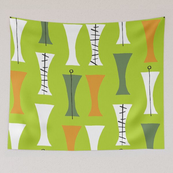 Item preview, Mid-Century Modern Pattern In Lime, Orange And Olive designed and sold by DEC02.