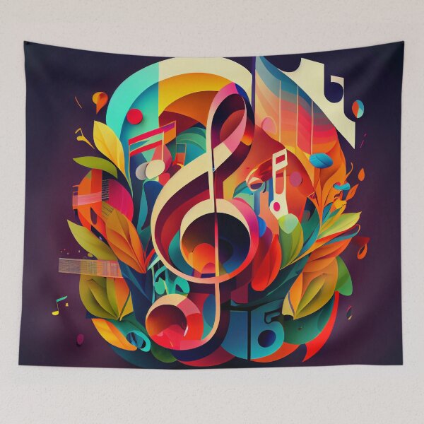 Item preview, Bright Colorful 3D Musical Print Digital Painting designed and sold by CodeAndColors.