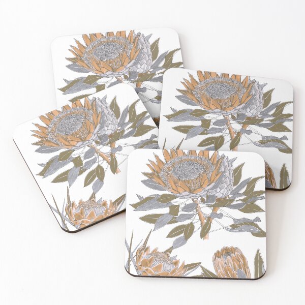 Aperçu de l'œuvre Protea fleurs or argent créée et vendue par blueidesign.