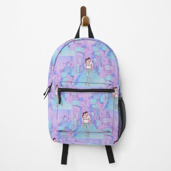 Item preview, Boy Carrying Girl Piggyback Style in Pinkish/Purpleish and Blue Aesthetic City Street designed and sold by Maria N.