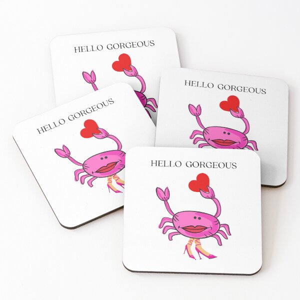 Item preview, HELLO GORGEOUS PINK CRAB 1 RED HEART PINK SHOES (white background) designed and sold by EllieMonroe.