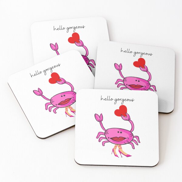 Item preview, HELLO GORGEOUS PINK CRAB 2 RED HEART PINK SHOES (white background) designed and sold by EllieMonroe.