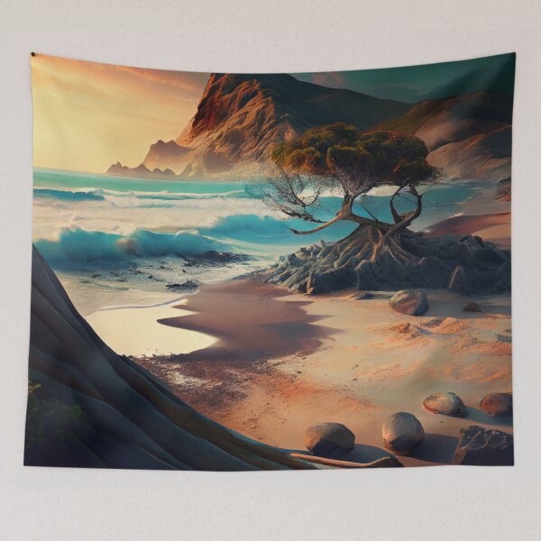 Item preview, Amazing Beach Sunset with Waves Digital Painting designed and sold by CodeAndColors.