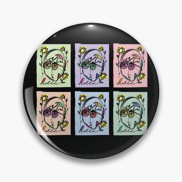 Item preview, Hello Darlin Abstract Face with Glasses and Flowers Line Art Six Block Rainbow Design designed and sold by SleepingInCo.