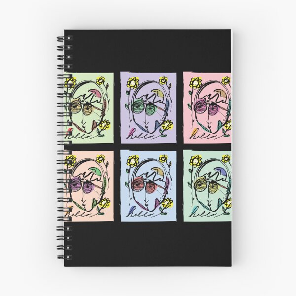Item preview, Hello Darlin Abstract Face with Glasses and Flowers Line Art Six Block Rainbow Design designed and sold by SleepingInCo.