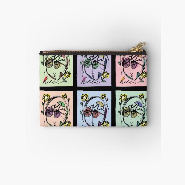 Item preview, Hello Darlin Abstract Face with Glasses and Flowers Line Art Six Block Rainbow Design designed and sold by SleepingInCo.