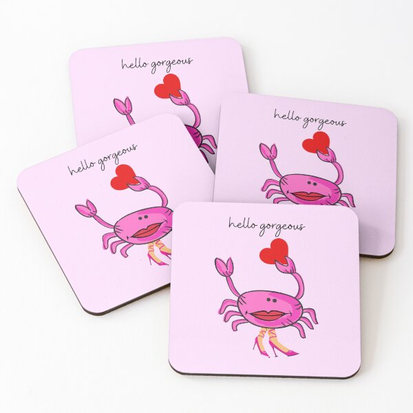 Item preview, HELLO GORGEOUS PINK CRAB 3 RED HEART PINK SHOES (pale pink background) designed and sold by EllieMonroe.