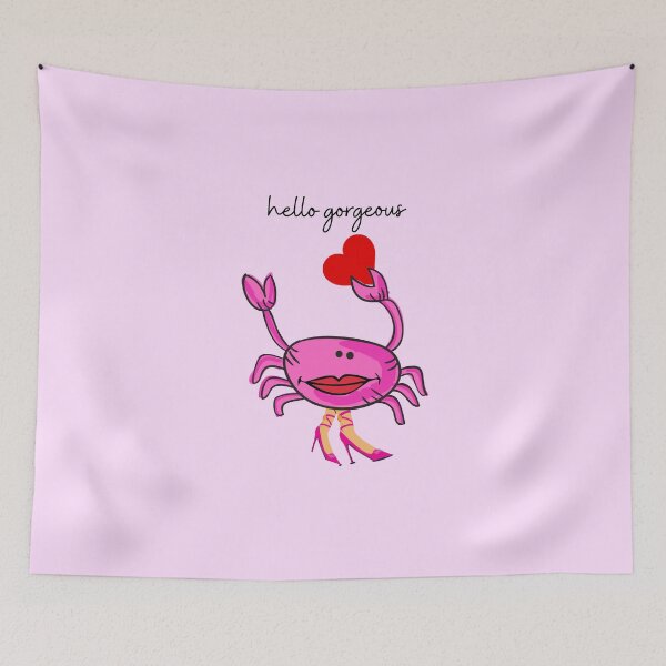 Item preview, HELLO GORGEOUS PINK CRAB 3 RED HEART PINK SHOES (pale pink background) designed and sold by EllieMonroe.