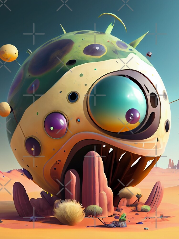 Aperçu 5 sur 5. Robe trapèze avec l'œuvre Cool Spherical Alien Home Digital Painting créée et vendue par CodeAndColors.