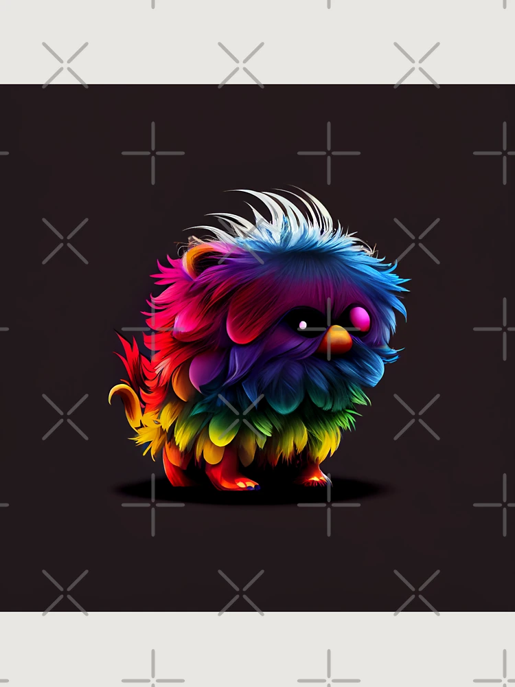 Thumbnail 6 von 6, Premium Oversized Pullover, Cute Small Rainbow Creature Drawing Digital Painting designt und verkauft von CodeAndColors.